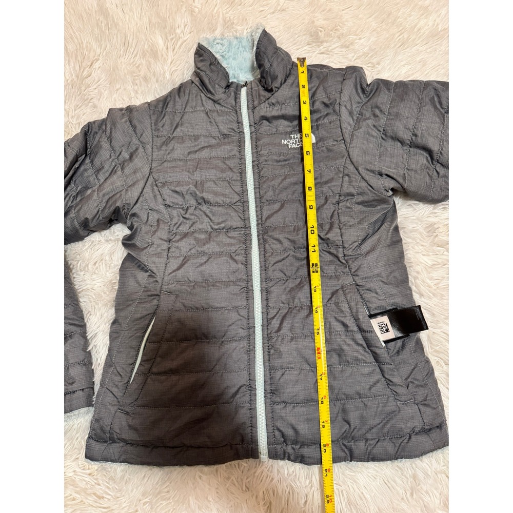 The North Face Girls Reversible Mossbud Swirl Jacket Grey Blue Size M 10/12 - Picture 5 of 15